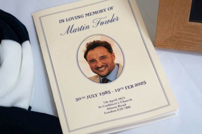 A funeral program for Martin Fowler in EastEnders.