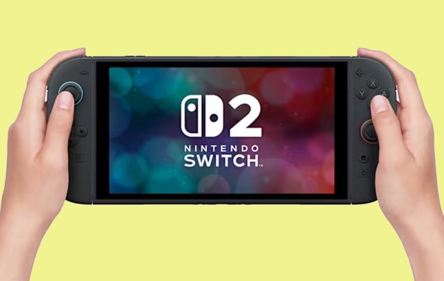 Nintendo Switch 2 console on yellow background