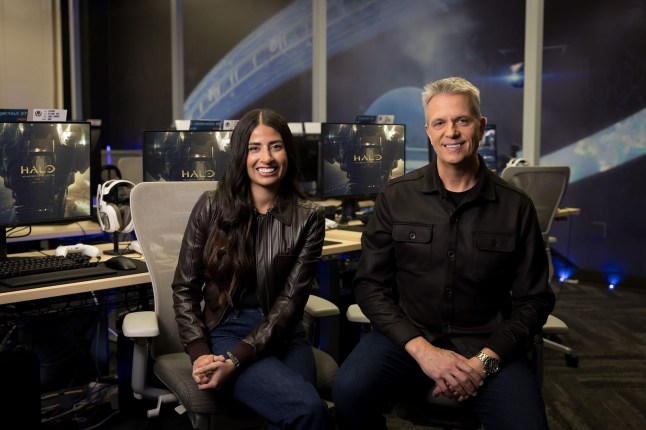 Asha Sharma and Matt Booty smiling