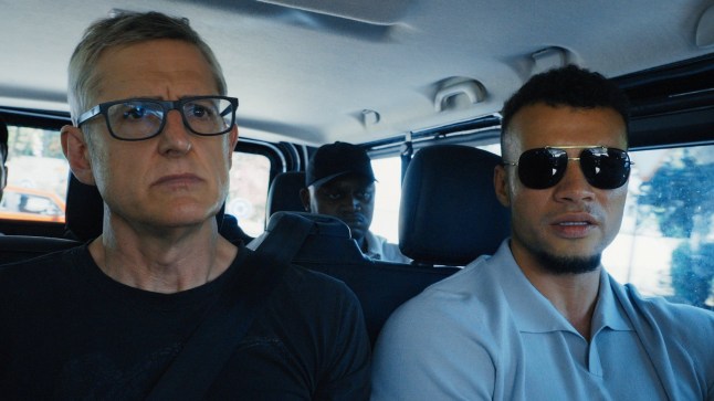 (L to R) Louis Theroux, Harrison Sullivan (HS Tikky Tokky), in Louis Theroux: Inside the Manosphere. Cr. Courtesy of Netflix ?? 2026