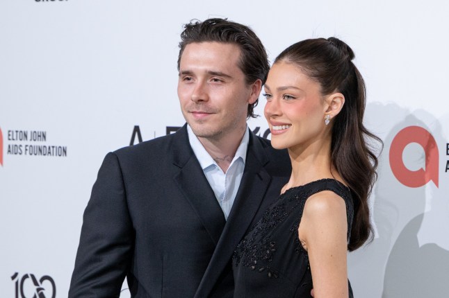 Nicola Peltz Beckham, left and Brooklyn Peltz Beckham arrive at the 34th Annual Elton John AIDS Foundation Academy Awards Viewing Party on Sunday, March 15, 2026, in West Hollywood, Calif. (Photo by Willy Sanjuan/Invision/AP)