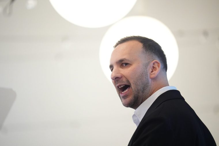 RETRANSMITTING CORRECTING SPELLING OF POLANSKI Green Party leader Zack Polanski delivers a keynote speech at the New Economics Foundation at Wolves Lane Centre in London. Picture date: Wednesday March 18, 2026.