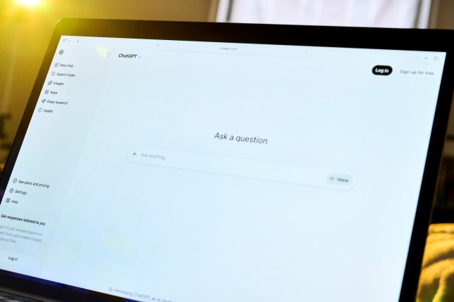 The ChatGPT website arranged on a laptop in Forest Hills, New York, US, on Friday, March 27, 2026. Last year, OpenAI unveiled an ambitious plan to let brands launch mini apps within ChatGPT, allowing users to access their services without leaving the chatbot. Photographer: Gabby Jones/Bloomberg via Getty Images