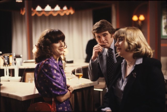 Editorial use only Mandatory Credit: Photo by ITV/Shutterstock (689544in) 'Nearly a Happy Ending' TV - 1980 - L-R: Julie [Julie Walters], Tony [Paul Seed] and Maureen [Victoria Wood]. ITV ARCHIVE