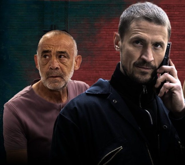 A Coronation Street collage featuring Carl Webster centred on the phone, with Kevin Webster and Ronnie Bailey on either side of him.