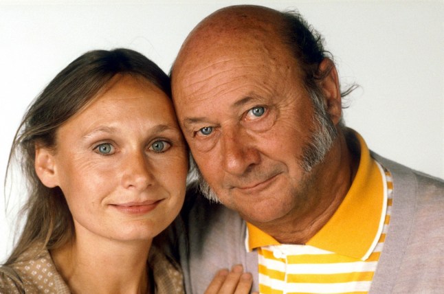 A close-up of Donald and Angela Pleasence, smiling.