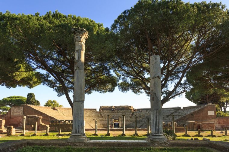The Roman ruins at Ostia include an ancient amphitheatre (Photo: Jon Lovette/Getty/Stone RF/Jumping Rocks Inc)