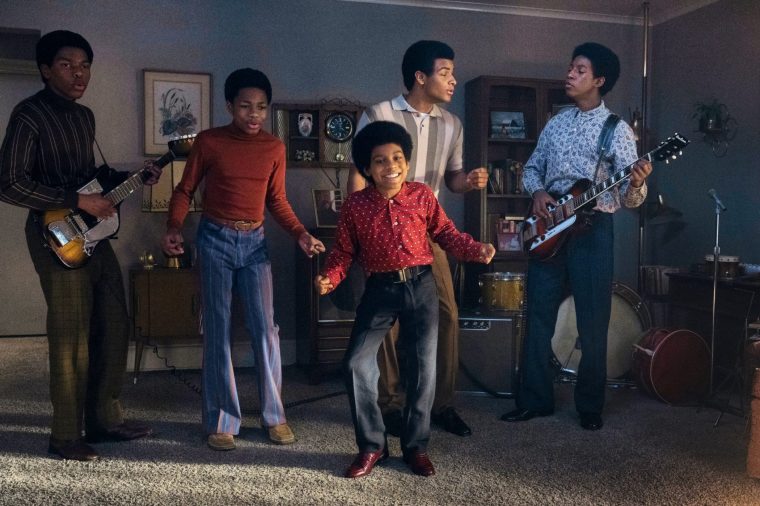 This image released by Lionsgate shows, from left, Judah Edwards as Young Tito, Jaylen Hunter as Young Marlon, Juliano Krue Valdi as Young MJ, Nathaniel McIntyre as Young Jackie and Jayden Harville as Young Jermain in a scene from 