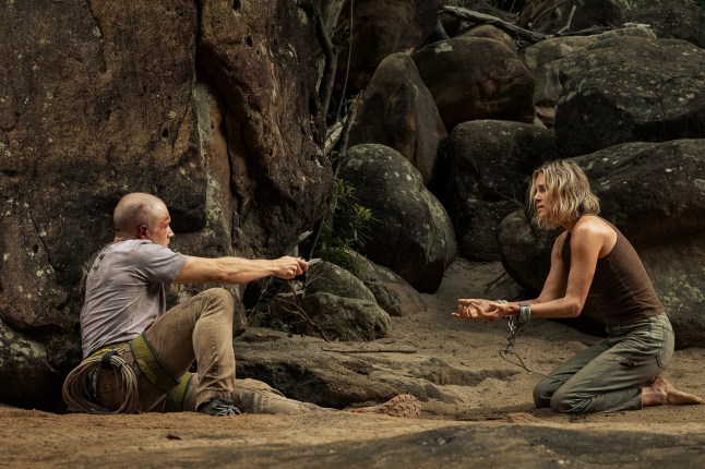 APEX. (L-R) Taron Egerton as Ben and Charlize Theron as Sasha in APEX. Cr. Kane Skennar/Netflix ?? 2026
