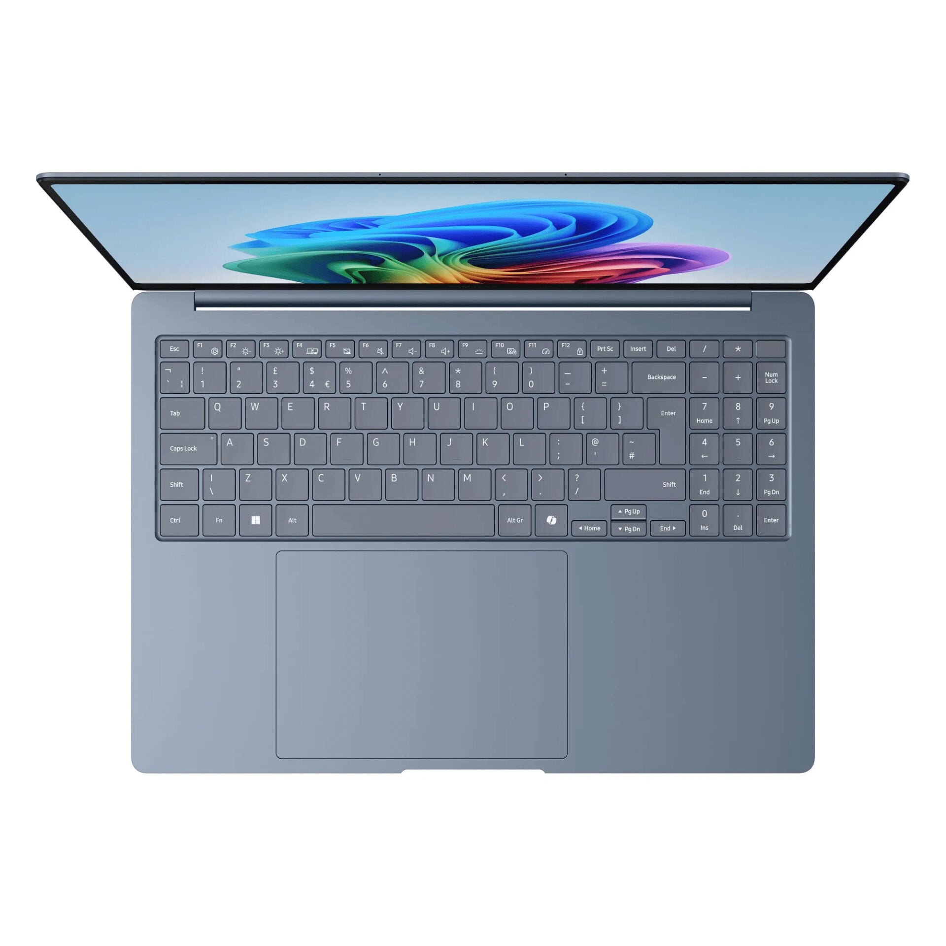 samsung galaxy book 6 edge opened top view with keyboard