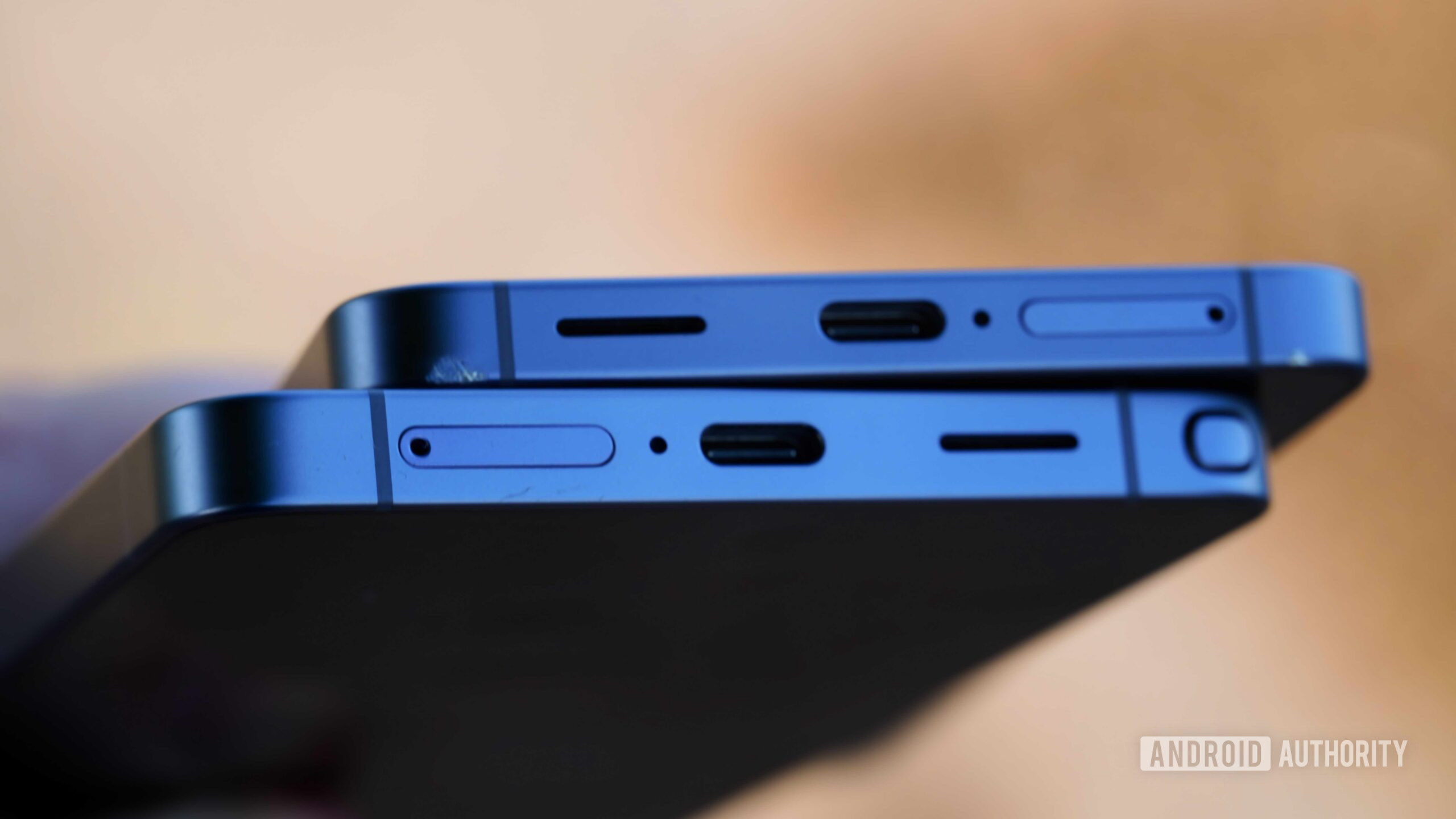 The SIM card slots and USB-C ports on the Galaxy S26 and Galaxy S26 Ultra.