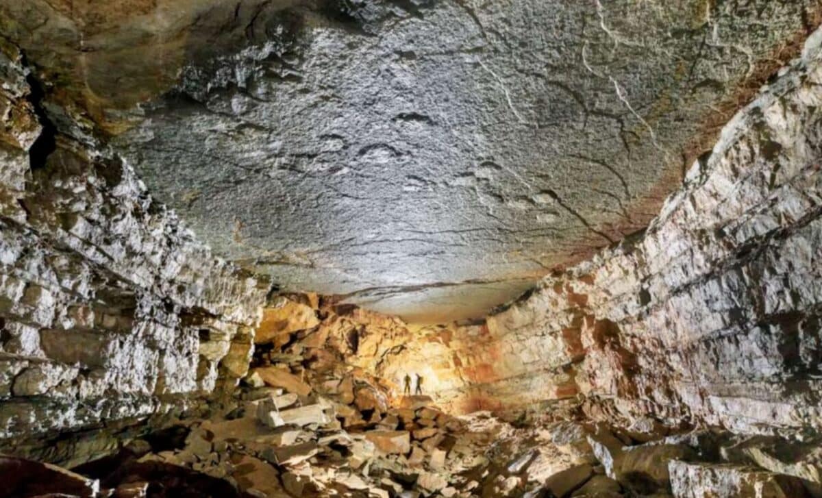 Scientists Discovered Giant Dinosaur Footprints On A Cave Ceiling 500 Meters Underground