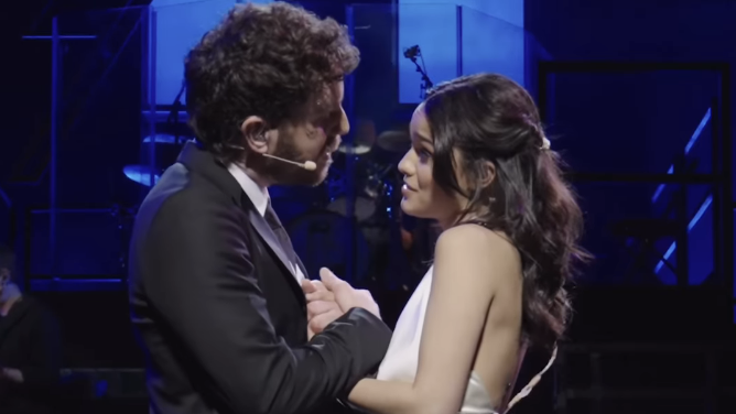 Ben Platt and Rachel Zegler perform in 'The Last Five Years' at the Hollywood Bowl