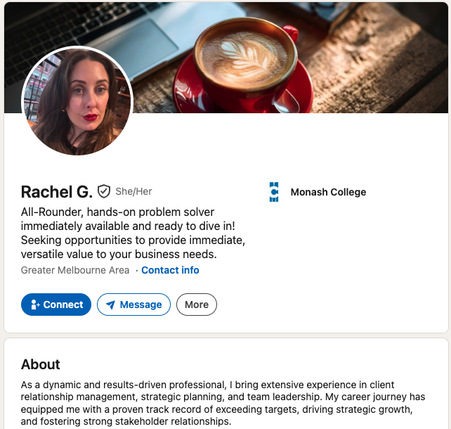 rachel mafs australia job linkedin