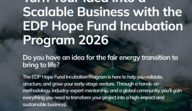 Call for Applications: EDP Hope Fund Fully Online Incubation Program 2026