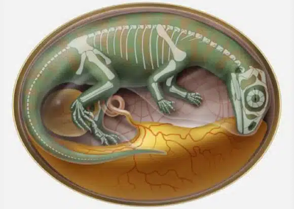 Semi Transparent Reconstruction Of A Dinosaur Embryo Inside Its Egg