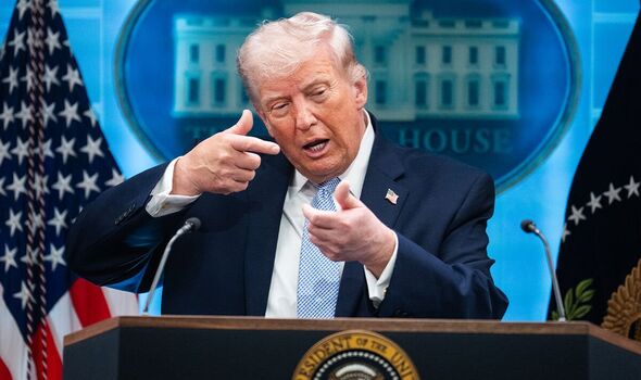 President Donald Trump giving a press conference