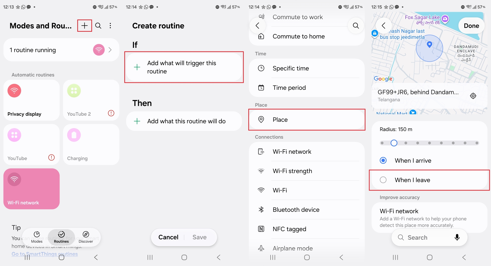 setting up privacy display location routine