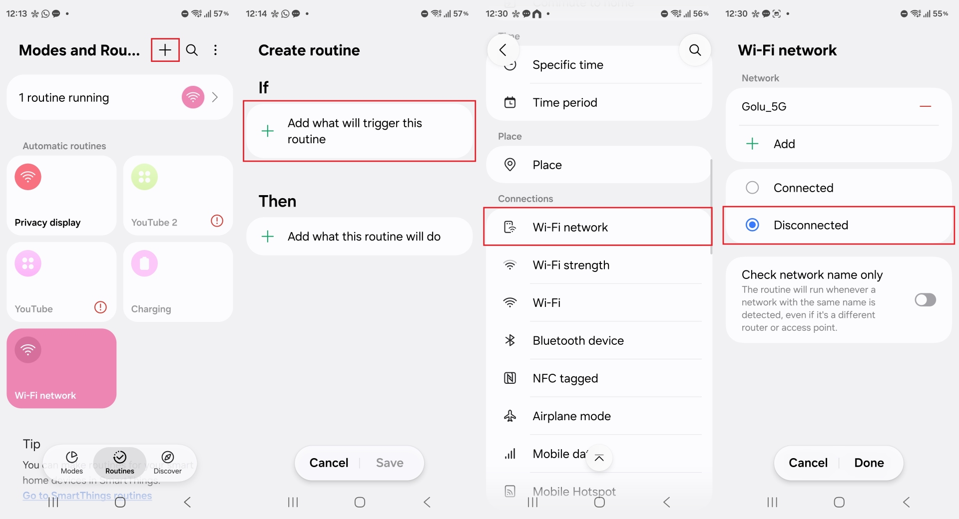 setting up privacy display wi-fi routine