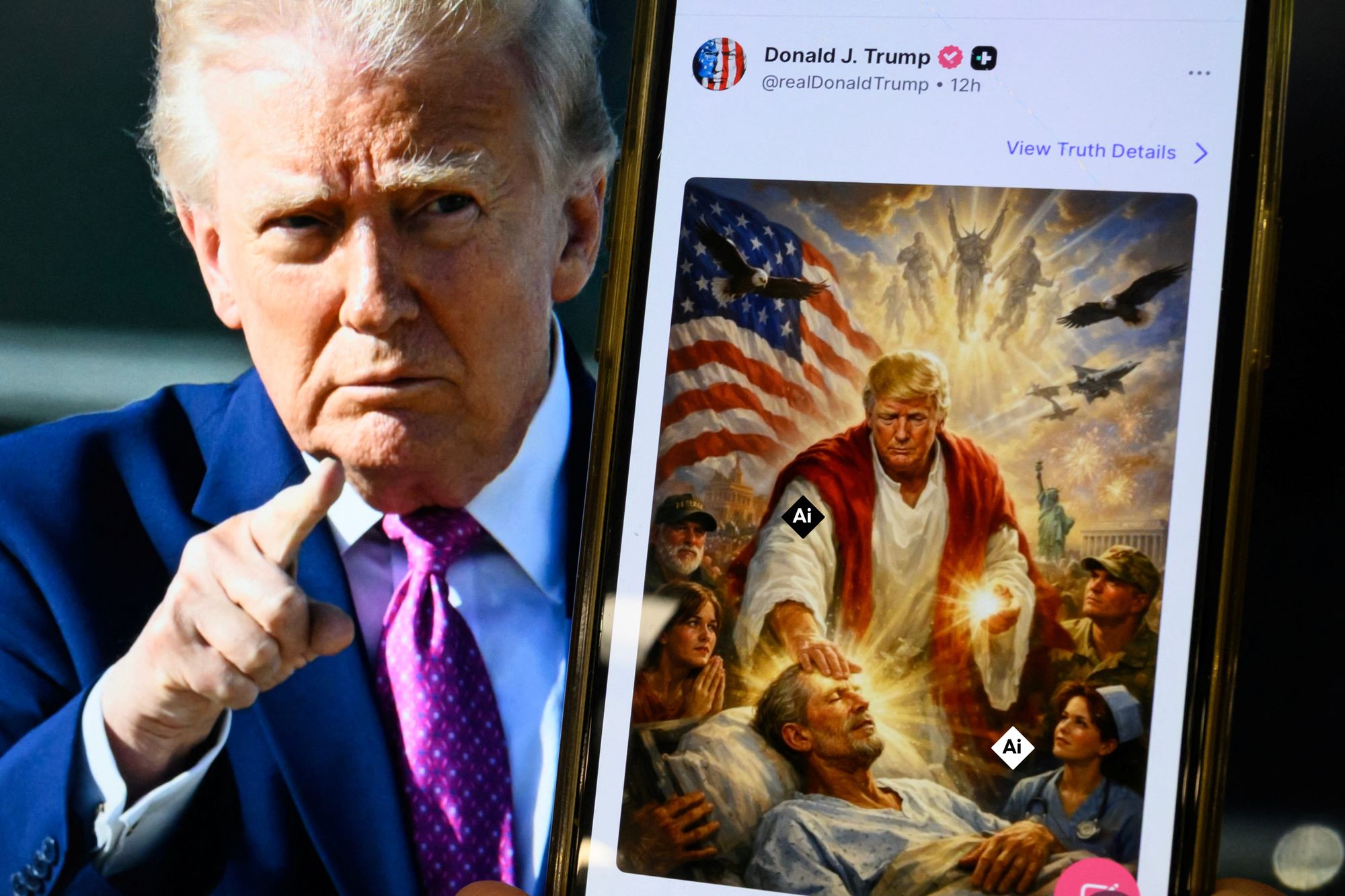 Trump has faced backlash after sharing an image depicting him as the Messiah