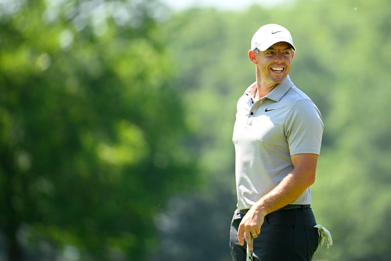  Rory McIlroy of Northern Ireland reacts on the fifth green during the first round of the Travelers Championship 2025 at TPC River Highlands on June 19, 2025 in Cromwell, Connecticut. Photograph: Alex Goodlett/Getty Images