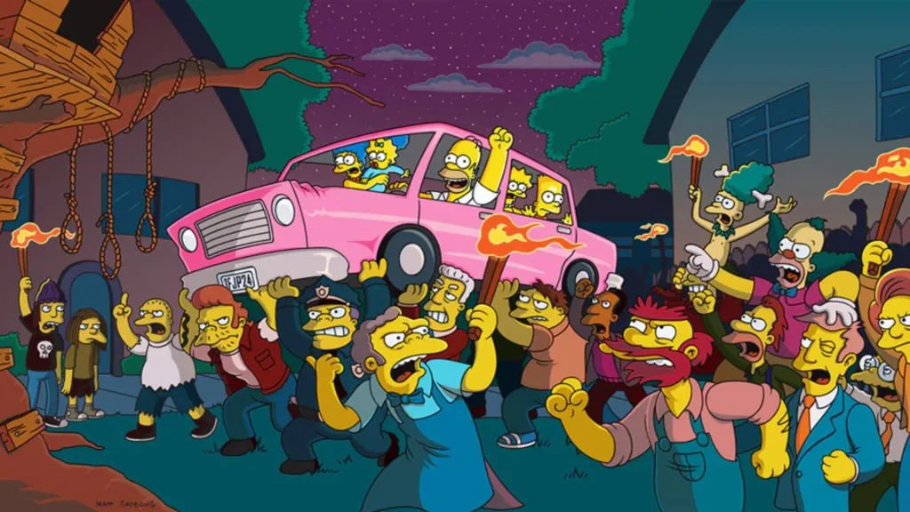Angry mob in The Simpsons Movie