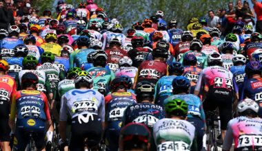 GALDAKAO, SPAIN - APRIL 09: A general view of the peloton competing during the 65th Itzulia Basque Country 2026, Stage 4 a 167.2km stage from Galdakao to Galdakao on / #UCIWT / April 09, 2026 in Galdakao, Spain. (Photo by Tim de Waele/Getty Images)