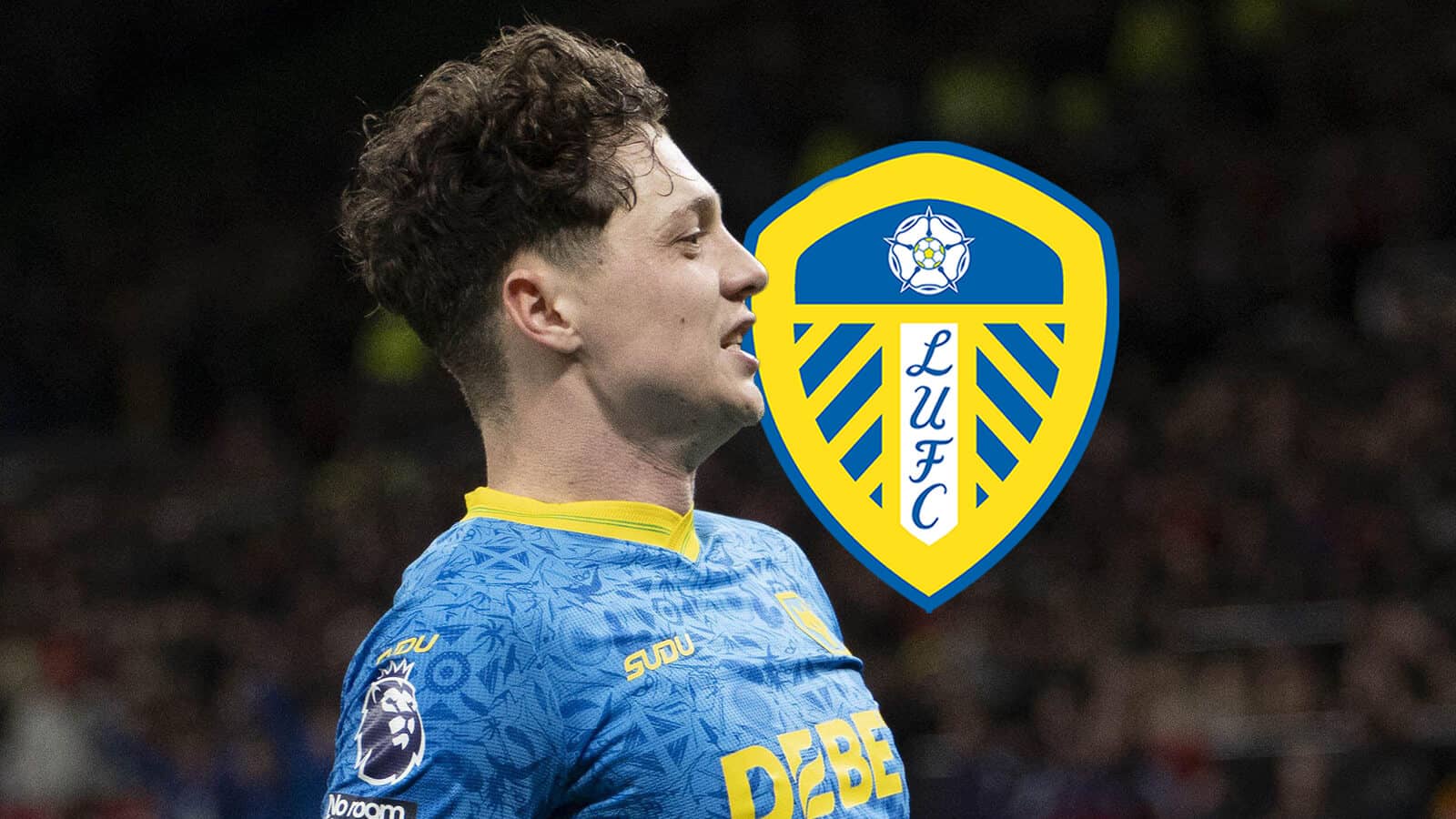 Wolves star Ladislav Krejci next to the Leeds United badge