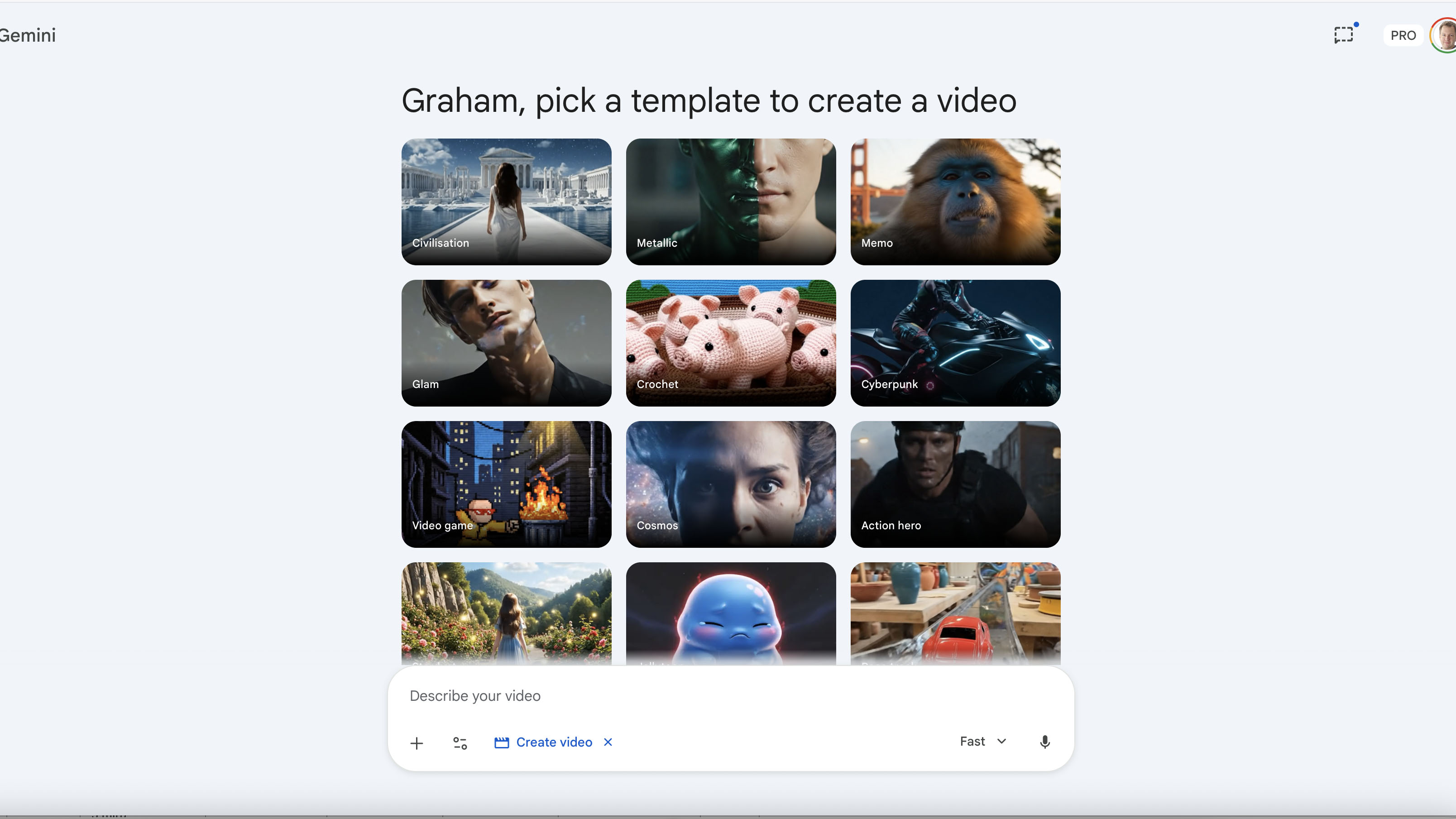 Making a video with Gemini Pro.