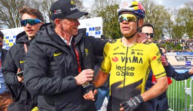 ROUBAIX, FRANCE - APRIL 12: (L-R) Managing Director/CEO of Team Visma