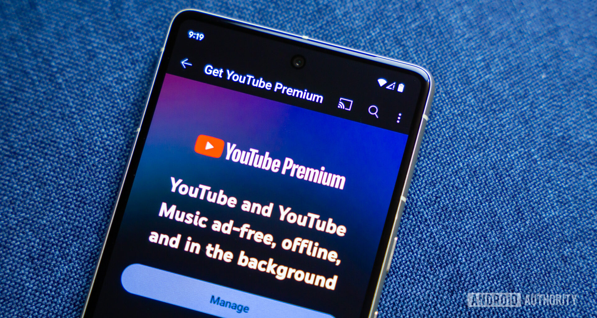 YouTube premium app on smartphone stock photo (4)