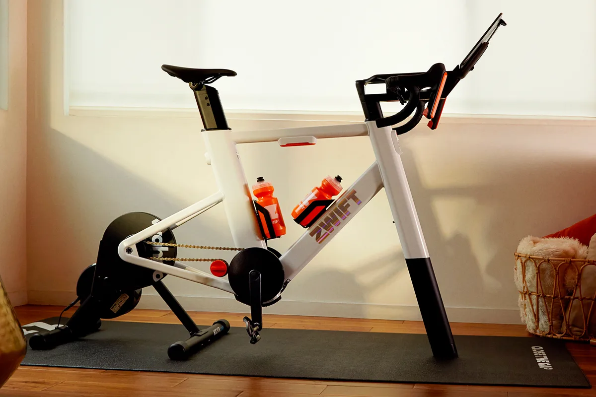 Zwift Ride smart bike photographed in home.