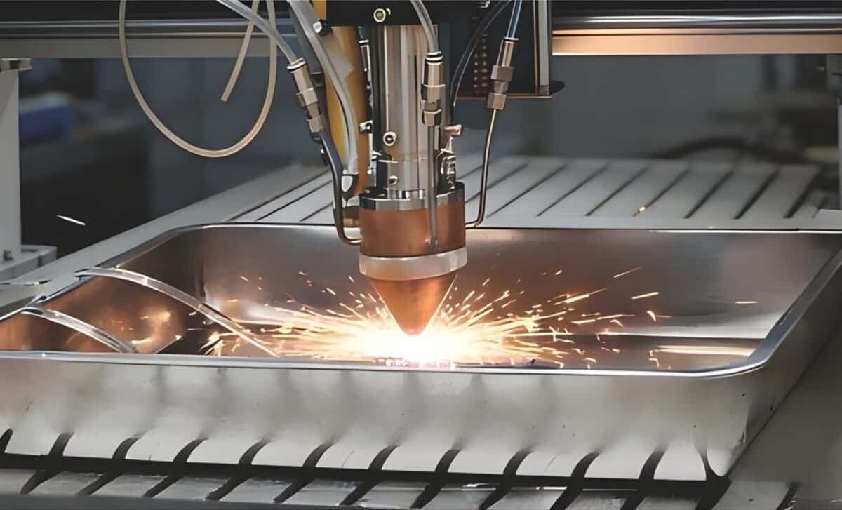 A Close Up Of A Laser Directed Energy Deposition (lded) System Fabricating The Novel Ai Designed Ultra High Strength Steel
