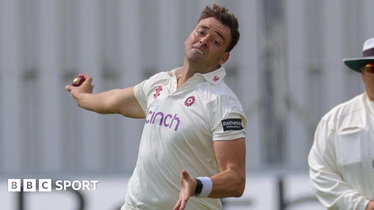 Northamptonshire seamer Harry Conway in his bowling action