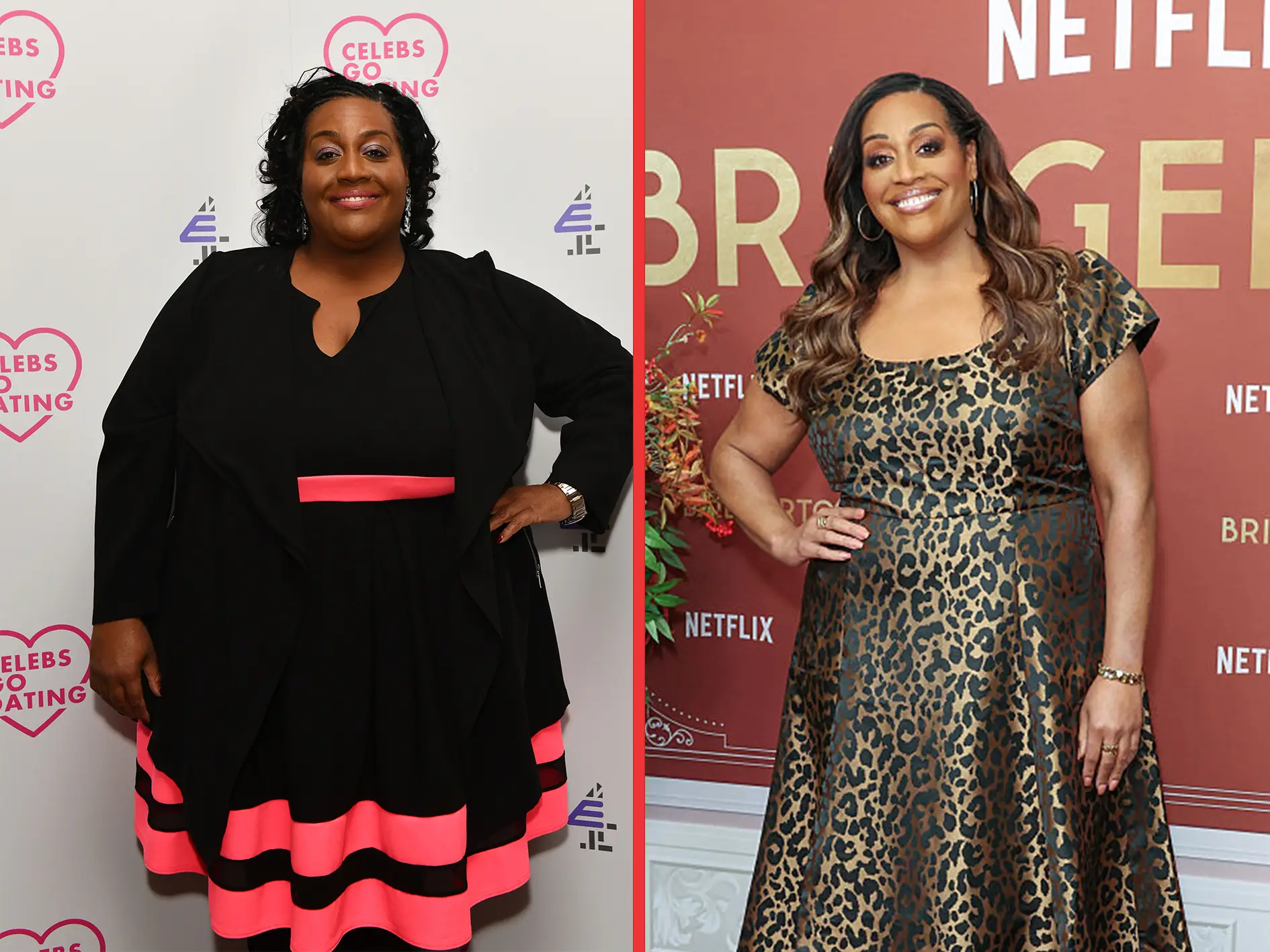 Alison Hammond pictured in 2020 (left) and 2026 (Justin Goff Photos/Getty Images/Mike Marsland/WireImage)