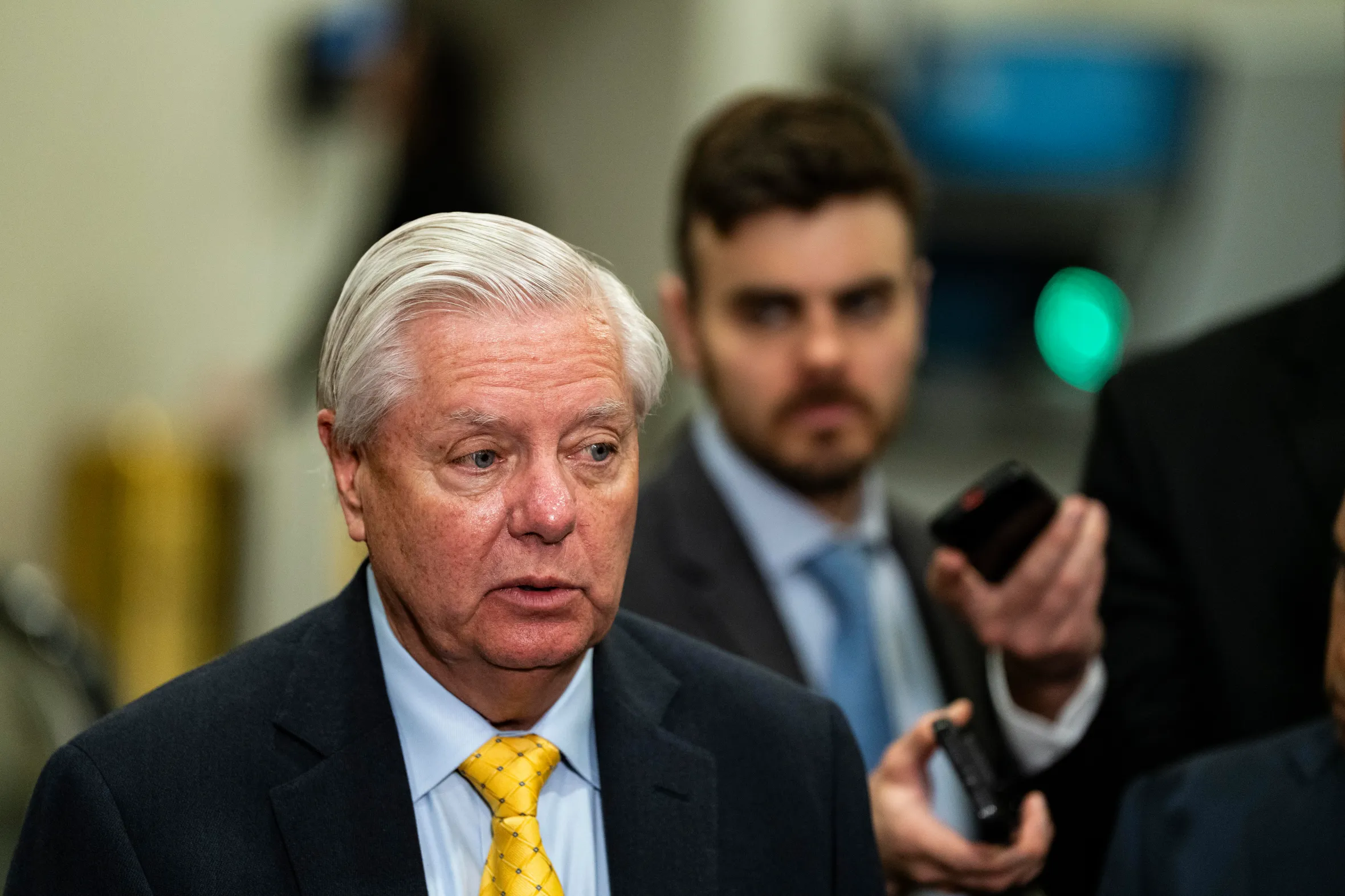 Senator Lindsey Graham speaking to the media.