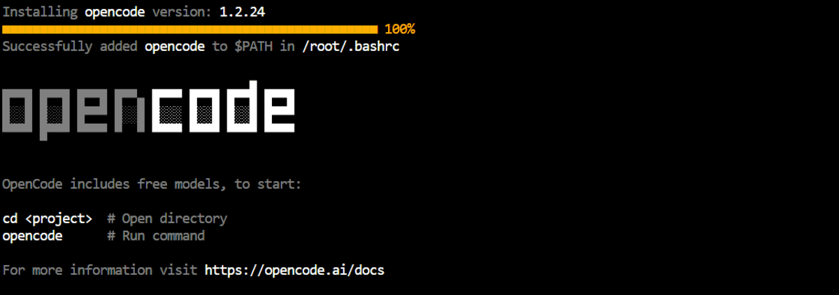 Installing OpenCode via terminal
