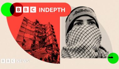 Thin, lobster red banner with white text saying ‘InDepth newsletter’. To the right are black and white portrait images of Emma Barnett and John Simpson. Emma has dark-rimmed glasses, long fair hair and a striped shirt. John has short white hair with a white shirt and dark blazer. They are set on an oatmeal, curved background with a green overlapping circle.