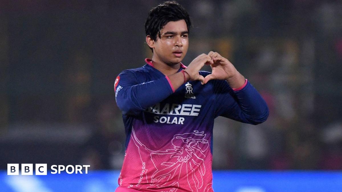 Rajasthan Royals' Vaibhav Sooryavanshi celebrates after reaching his century