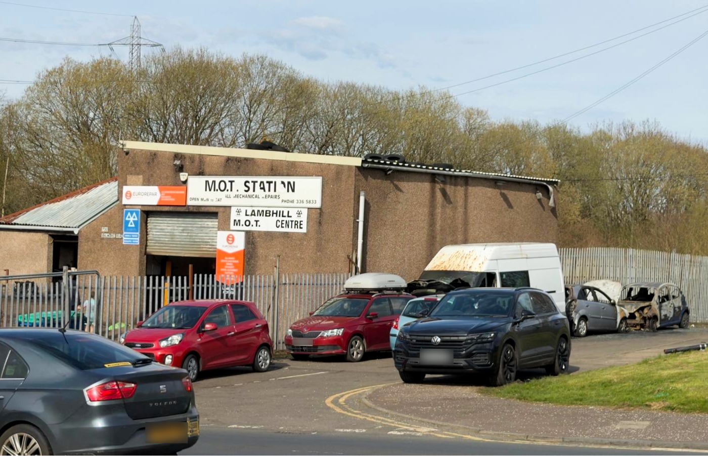 Emergency services were called to Lambhill Motors, previously known as Applerow Motors, on Balmore Road following reports of a van and two cars on fire at around 1.30am on Tuesday.