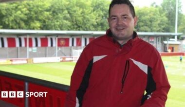 A compilation image featuring different photographs of football groundhopper Tony Incenzo