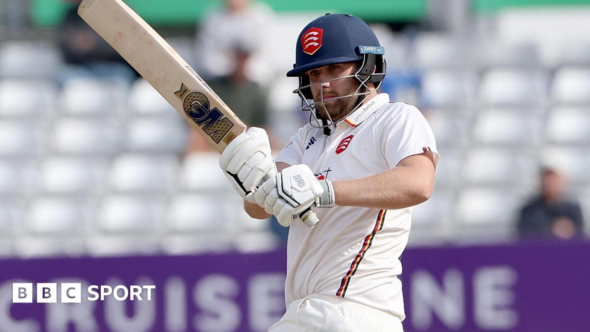Essex batsman Matt Critchley in action, pulling a shot into the on-side.