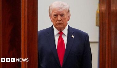US President Donald Trump arrives for a prime-time address to the nation in the Cross Hall of the White House in Washington, DC, US, on Wednesday, 1 April, 2026.