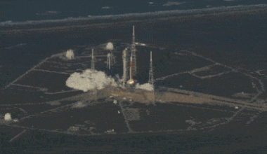 "My favorite moonshot picture? It's the one that looks like it's taken with a drone, of course" – shot from surprisingly close to the Artemis II rocket by NASA's official Cessna...