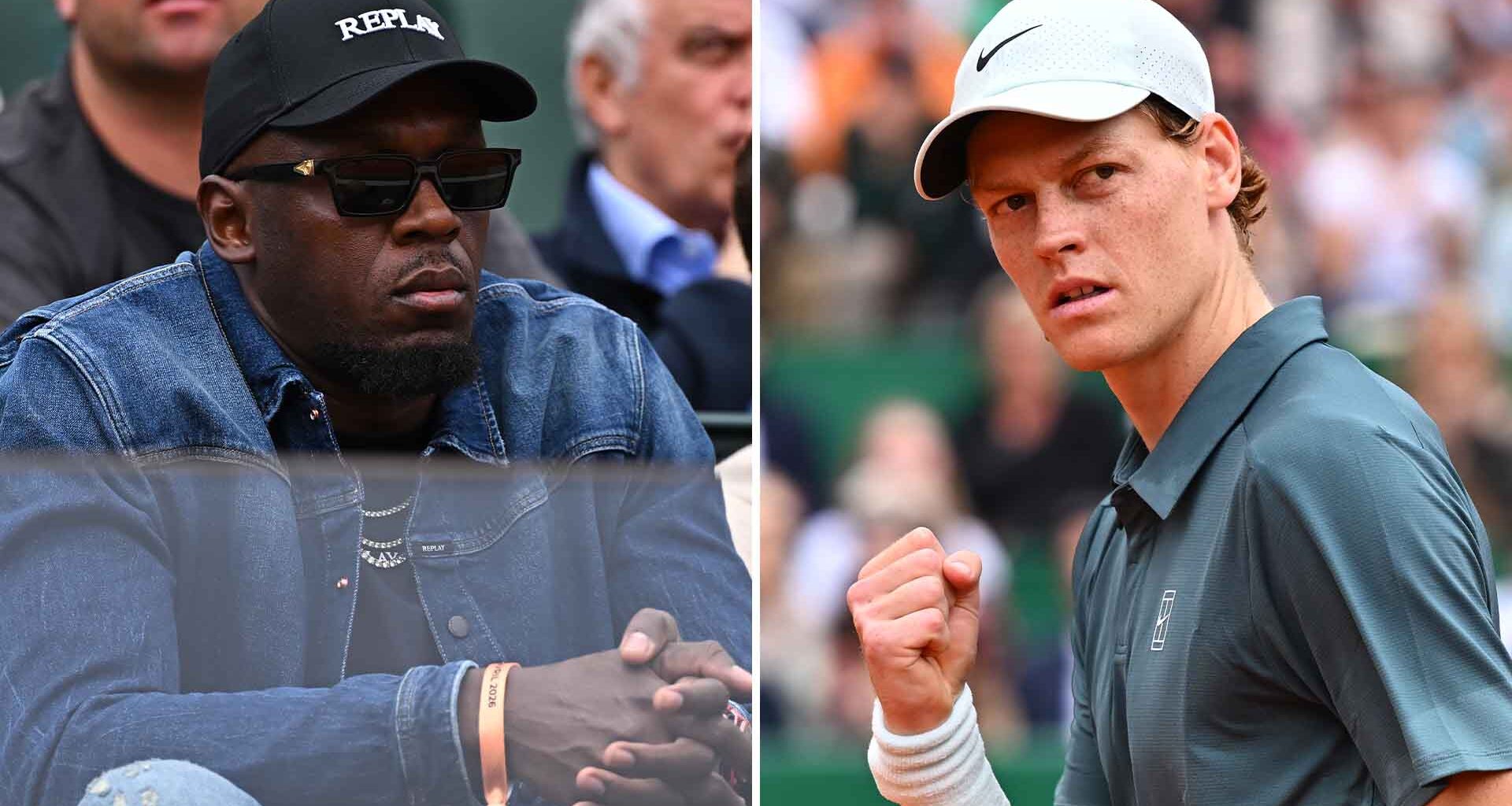 Sprinter Usain Bolt was in attendance to watch Jannik Sinner on Tuesday at the Rolex Monte-Carlo Masters.