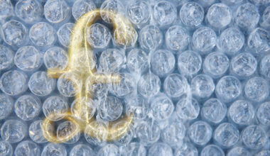 Pound symbol beneath bubble wrap
