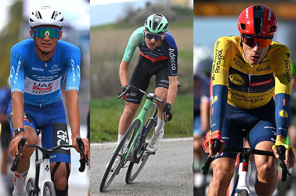 Top contenders at the 2026 Itzulia Basque Country include (L to R) Isaac del Toro, Pau Seixas and Juan Ayuso