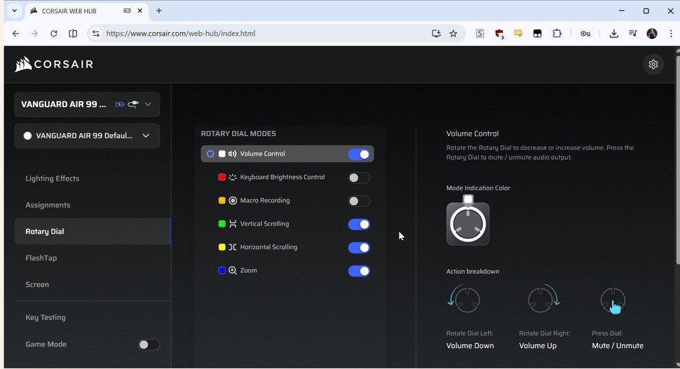 Corsair Vanguard Air 99 Wireless - software 3