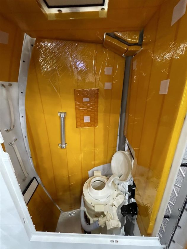 The Artemis II astronauts’ toilet separates urine for release into space and stores feces for disposal after their return to Earth. The crew trained on how to use the system using this mock-up at NASA’s Johnson Space Center in Houston.