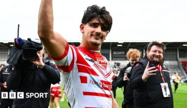 Bill Leyland celebrates following St Helens' win against Wigan Warriors